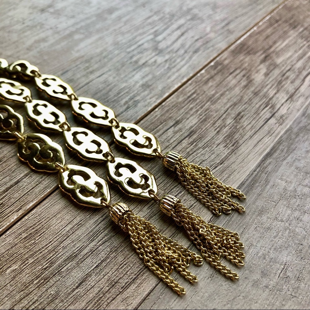 Medallion Tassel Retro style Necklace, Wedding Guest, Retro, 70s